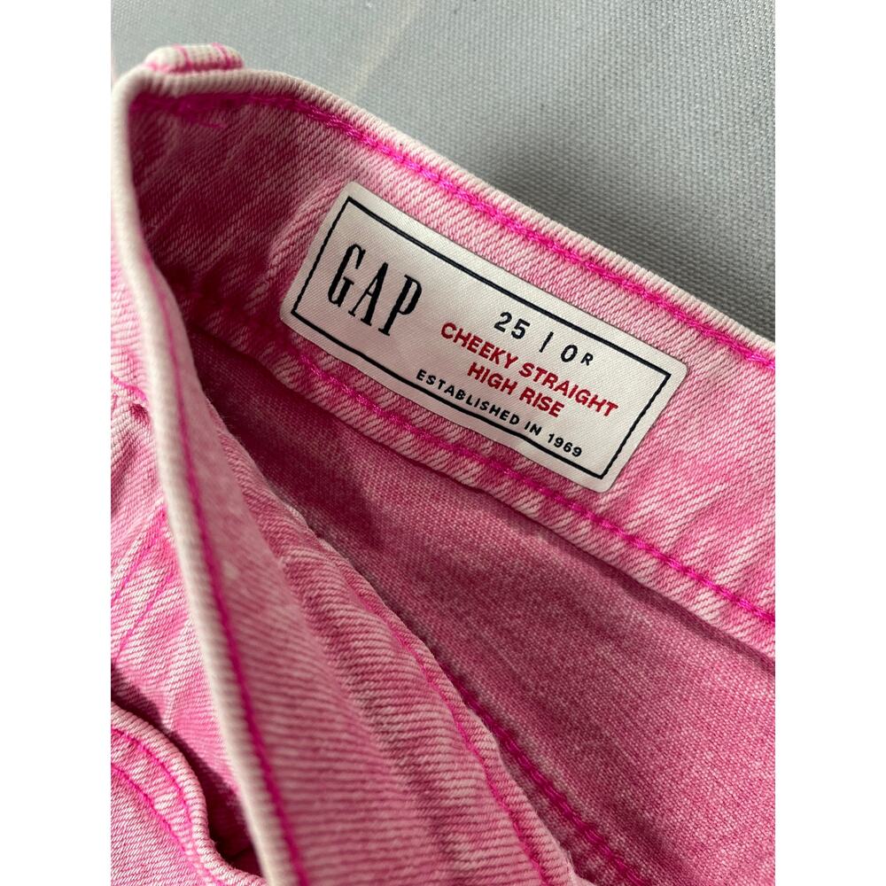 Gap Cheeky Straight High Rise Pink Ankle Cropped Jeans Size 25 Casual Y2K 90s - Picture 3 of 5